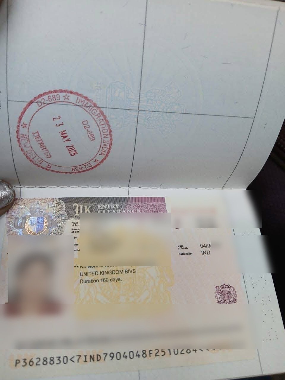 Approved Visit Visa for United Kingdom, personal details blurred