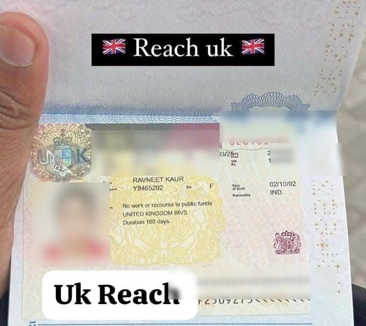 Approved Visit Visa for United Kingdom, personal details blurred