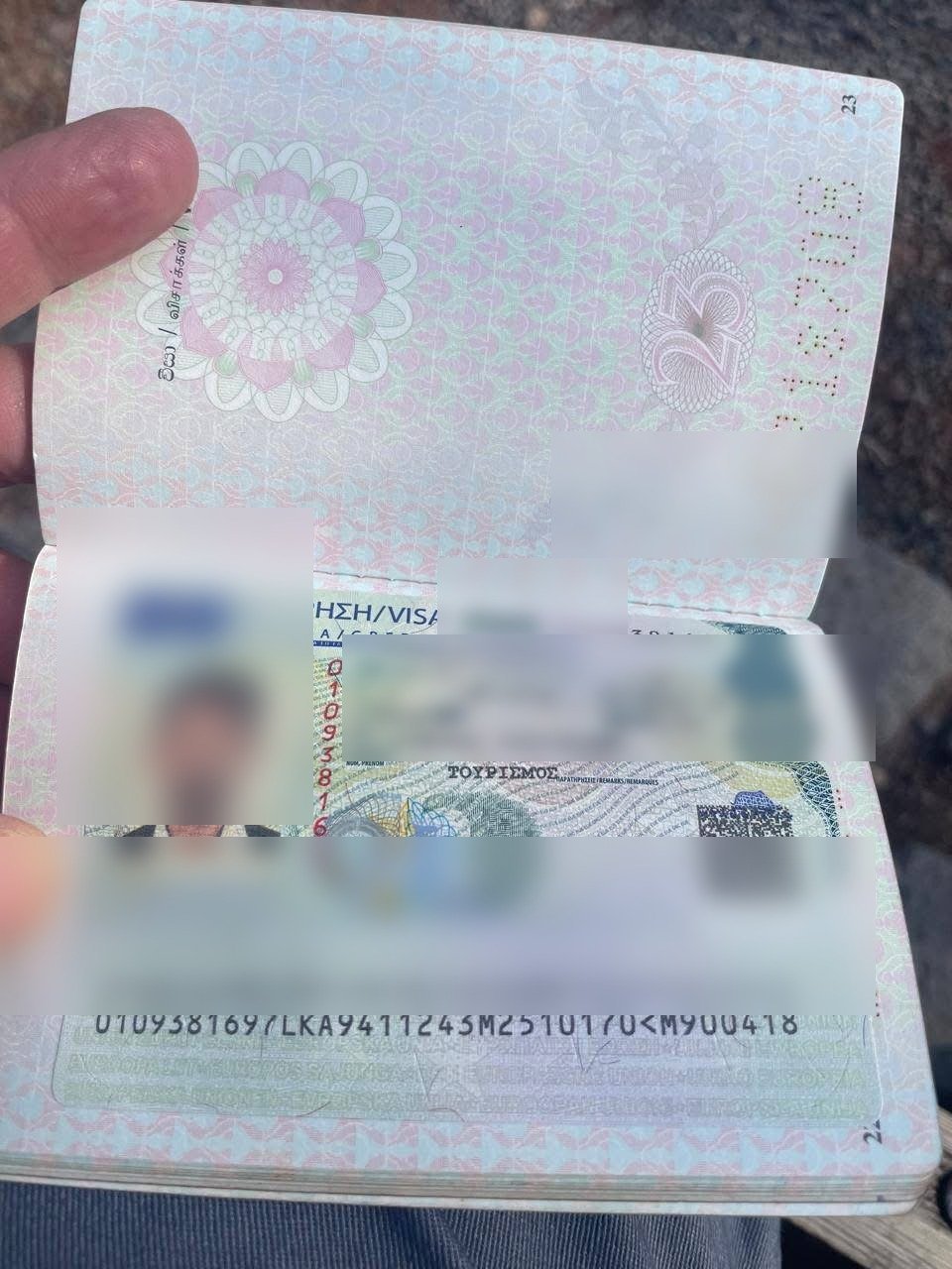 Approved Tourist Visa for Greece, personal details blurred