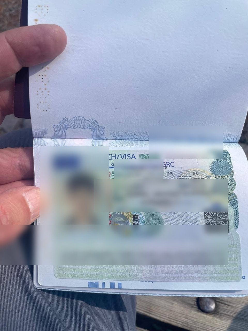 Approved Tourist Visa for Greece, personal details blurred